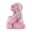 Jellycat, Królik różowy kwieciste uszy z serduszkiem 15cm