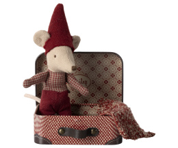 Maileg Myszka świąteczna w walizce - Little Pixy Mouse in suitcase