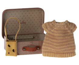 Maileg Ubranko myszki - Knitted dress and bag in suitcase, Big sister mouse