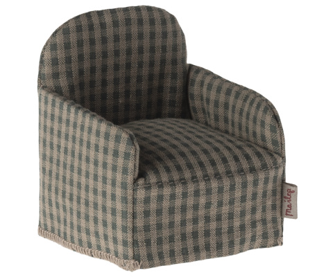 Maileg - fotel dla myszek , Mouse Chair Green Checker