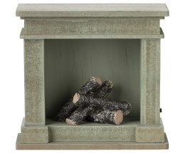Maileg - Drewniany Kominek dusty green