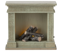 Maileg - Drewniany Kominek dusty green