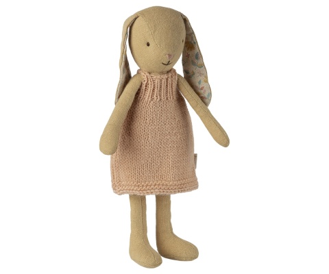 Maileg Króliczka kremowo żółta - Dzianinowa sukienka , Size 1