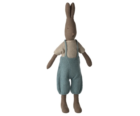 Maileg Królik brązowy - Dzianinowa koszulka i ogrodniczki , Size 3