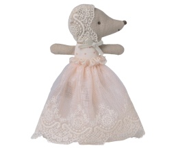 Maileg Myszka baby w sukience - pudrowy