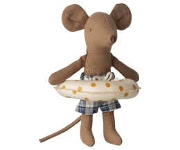 Maileg Myszka plażowa z kołem w żółte kropki, Mały braciszek