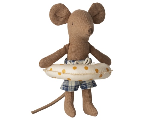 Maileg Myszka plażowa z kołem w żółte kropki, Mały braciszek